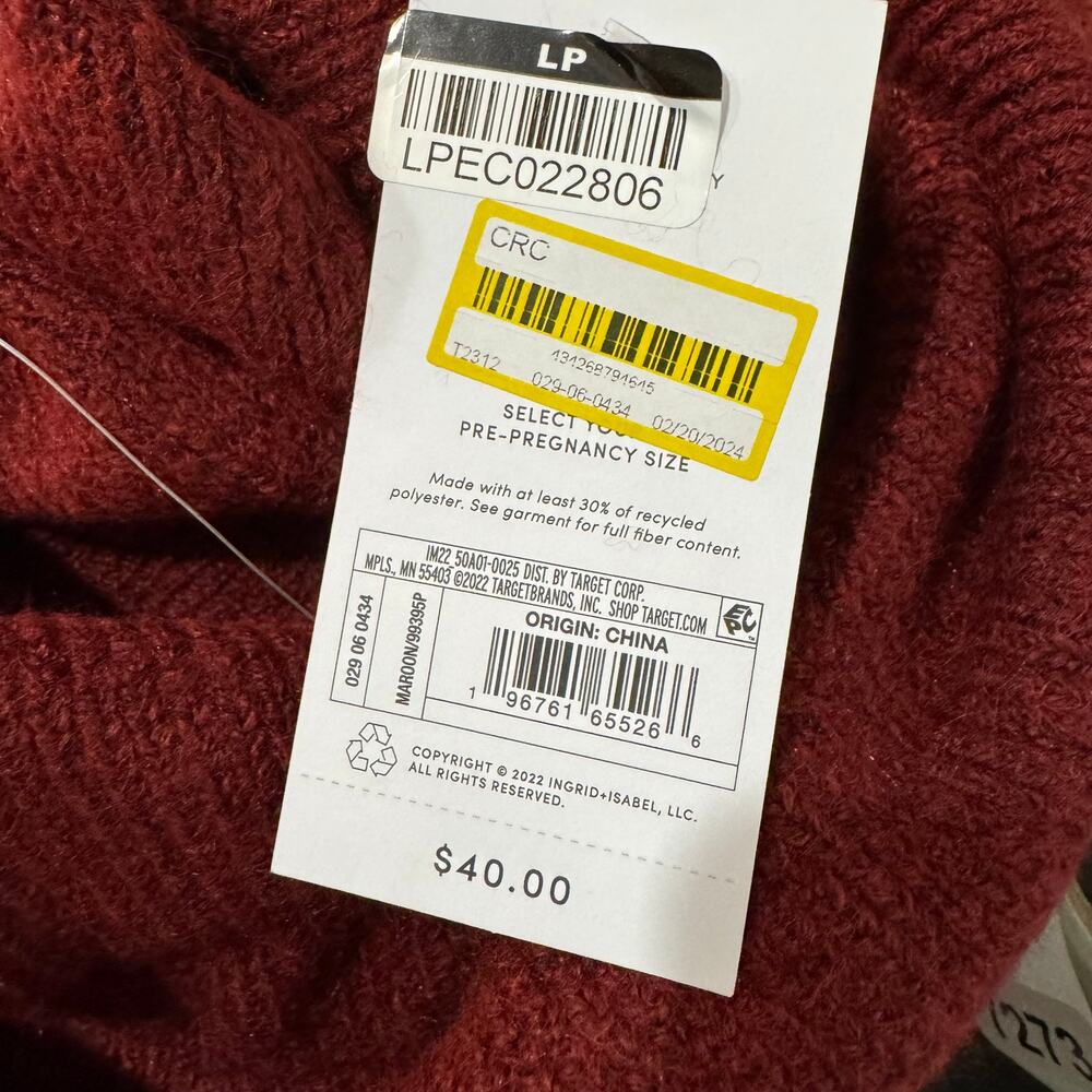 NWT Women's Maternity Dress Isabel Pregnancy Sweater Cowl Neck Rust Small - Picture 6 of 10
